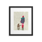 A Girl Her Dog and the Snow Framed Art Print Gallery Image 5