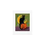 Black Cat - Moonlit Mischief on Halloween Art Print Gallery Image 1
