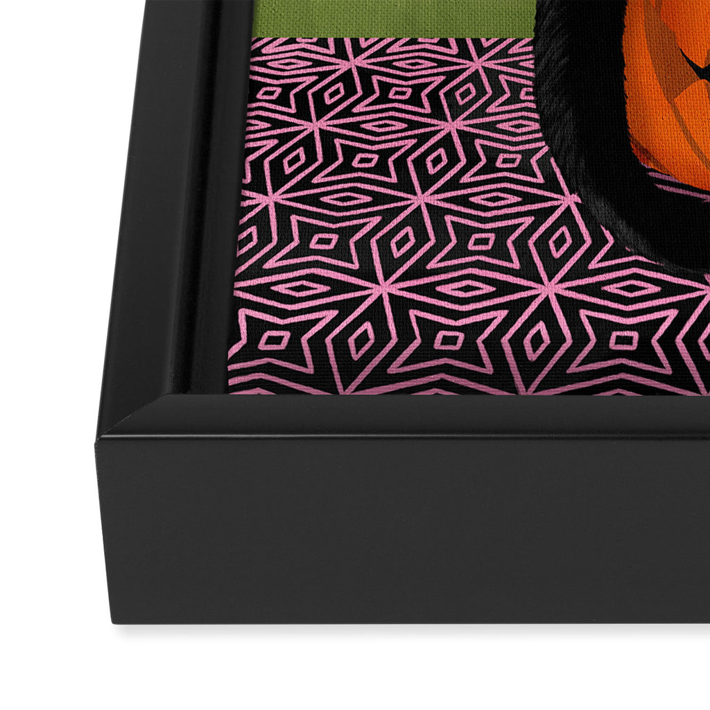Black Cat - Moonlit Mischief on Halloween Framed Canvas Print Gallery Image 3
