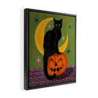 Black Cat - Moonlit Mischief on Halloween Framed Canvas Print Gallery Image 2