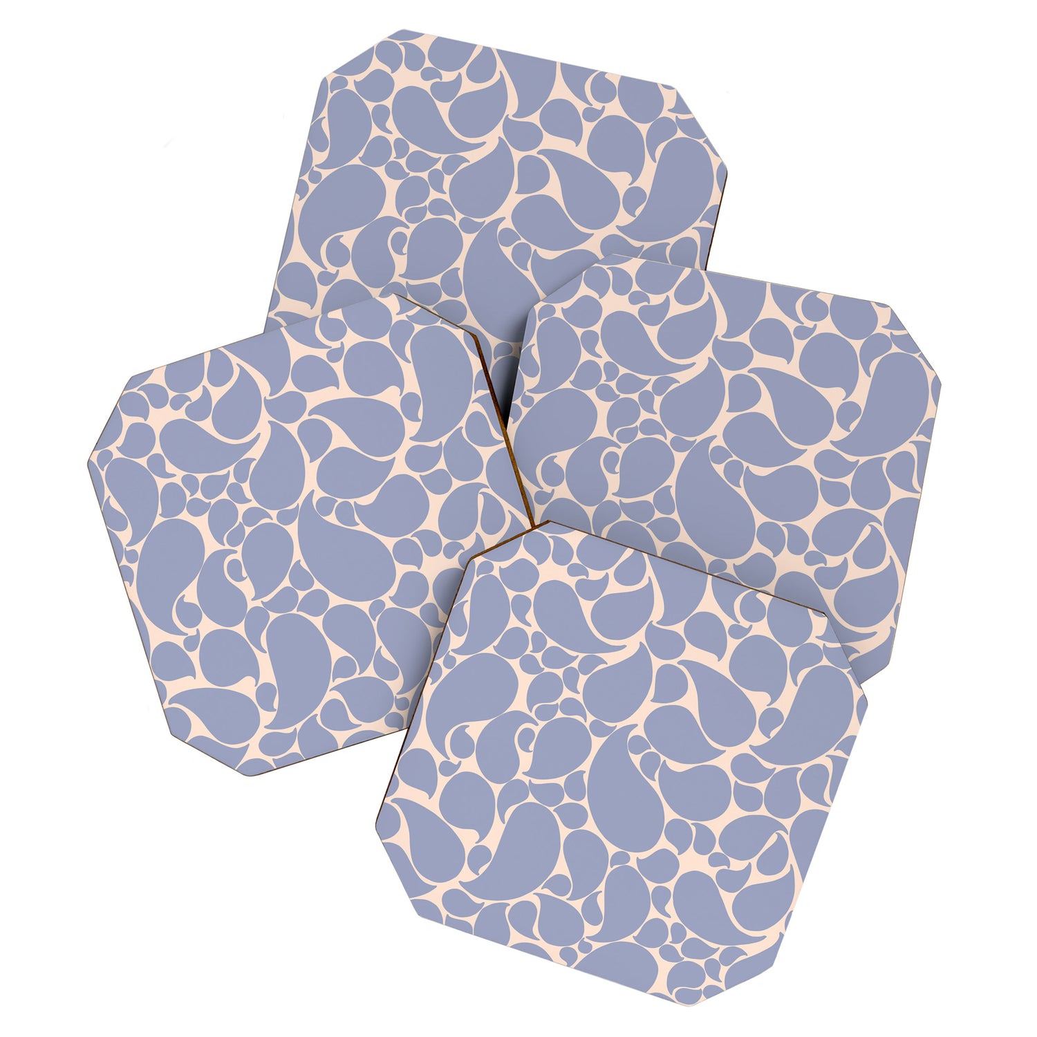 Blue Retro Inspired Paisley Swirl Pattern Coaster Gallery Image 1