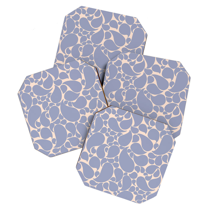 Blue Retro Inspired Paisley Swirl Pattern Coaster Gallery Image 1