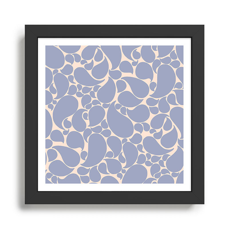 Blue Retro Inspired Paisley Swirl Pattern Framed Art Print Gallery Image 1