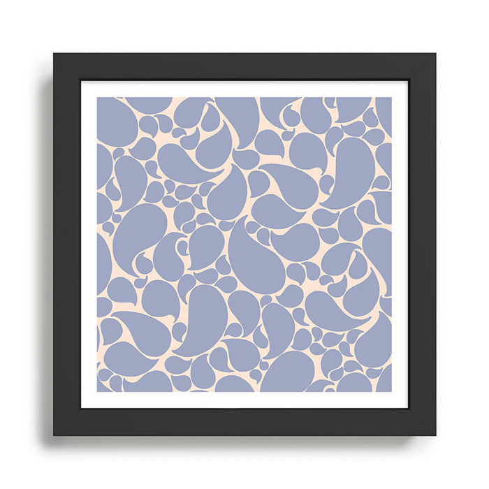 Blue Retro Inspired Paisley Swirl Pattern Framed Art Print Gallery Image 1