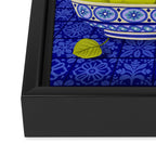 Bowl of Pears and Blue Blossoms Framed Canvas Print Gallery Image 3