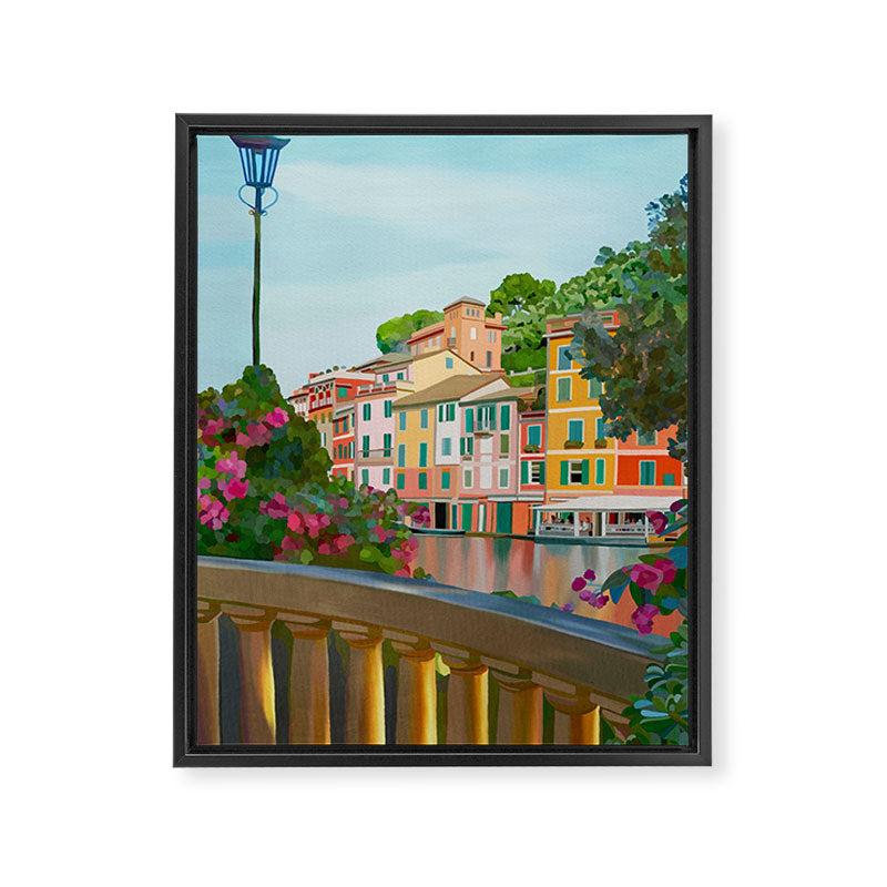 Charming Riviera Waterfront Framed Canvas Print Gallery Image 6