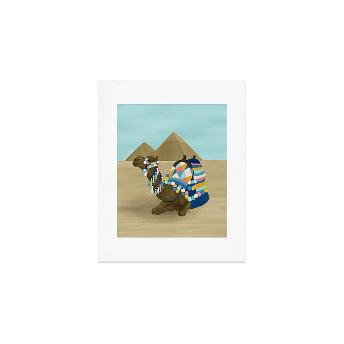 Colorful Desert Camel and Pyramids Art Print Gallery Image 1