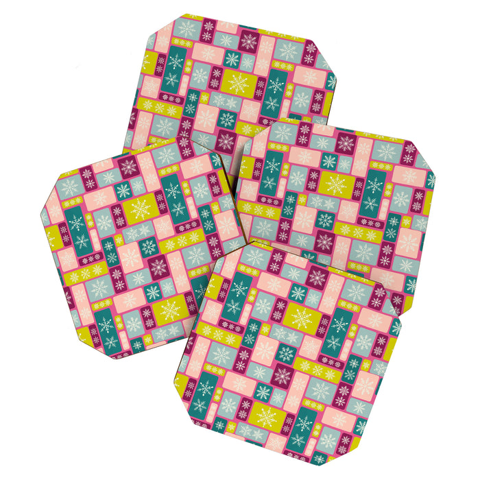 Colorful Geometric Snowflake Tiles Coaster Gallery Image 1