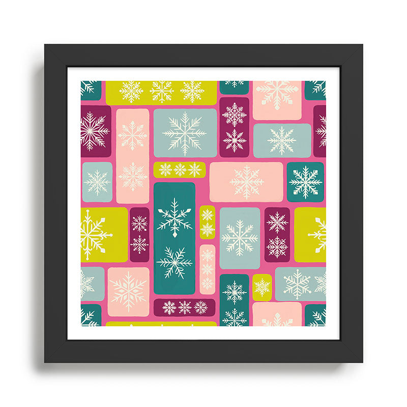 Colorful Geometric Snowflake Tiles Framed Art Print Gallery Image 1