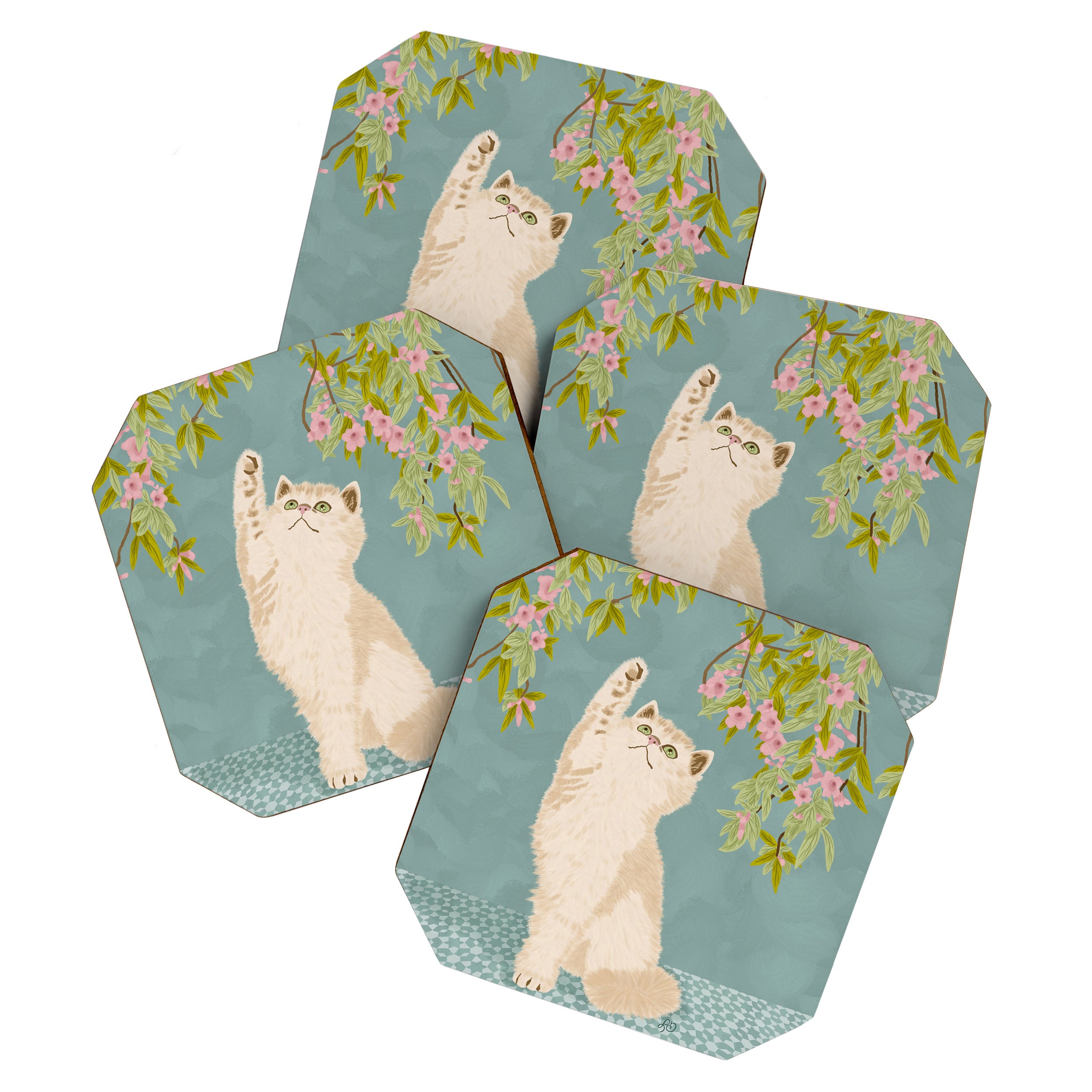 Curious Kitten in Bloom Coaster Gallery Image 1