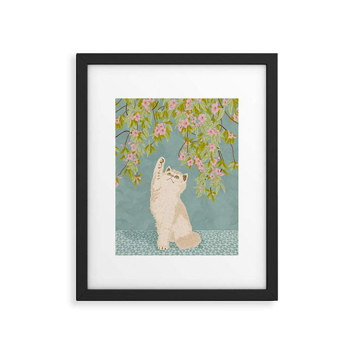 Curious Kitten in Bloom Framed Art Print Gallery Image 1