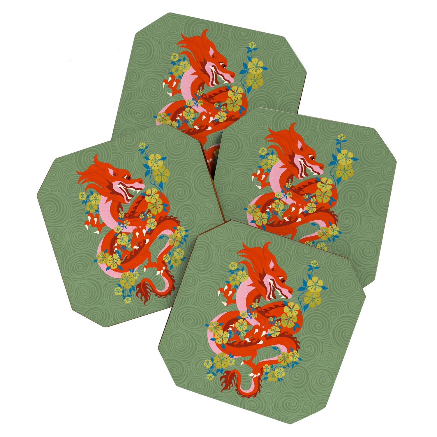 Dragon Dance Among the Blossoms Coaster Gallery Image 1