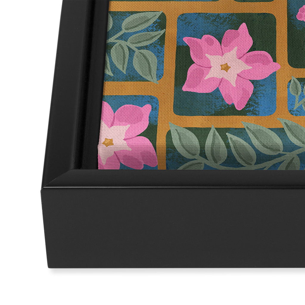 Floral Blocks Pattern Framed Canvas Print Gallery Image 3