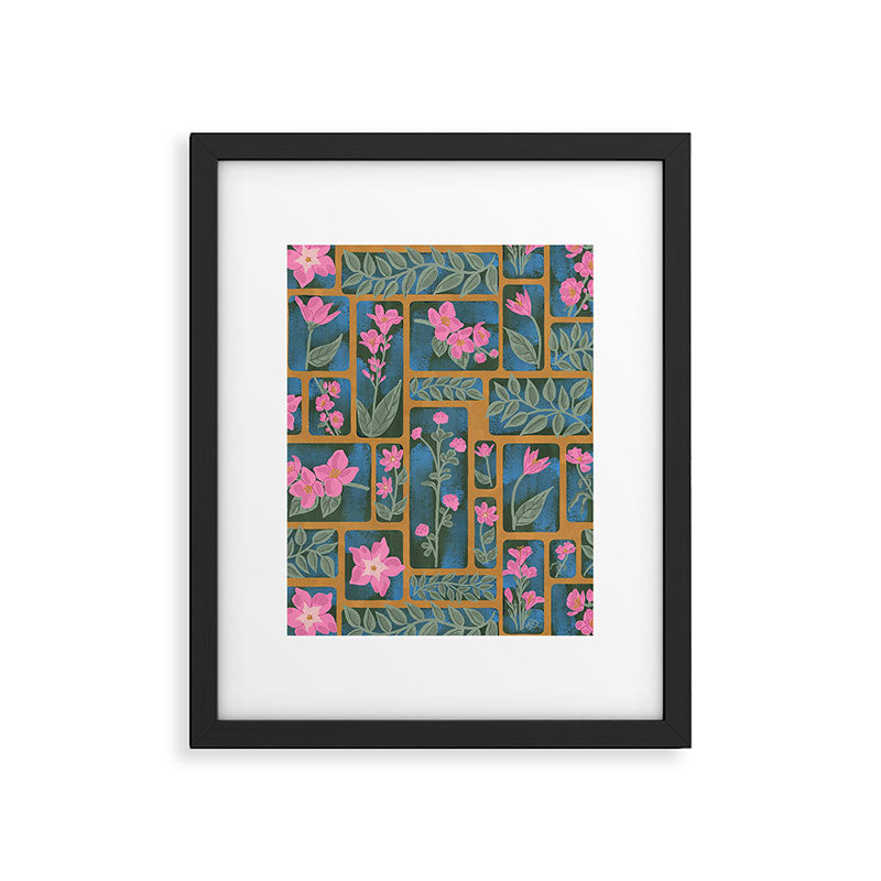 Floral Blocks Pattern Framed Art Print Gallery Image 5