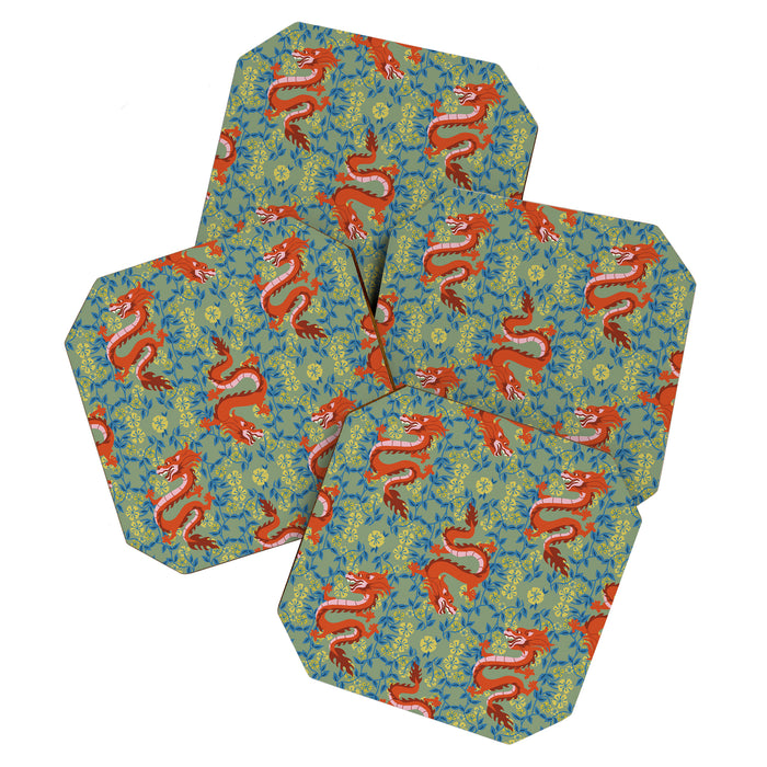 Floral Dragon Chinoiserie  Coaster Gallery Image 1