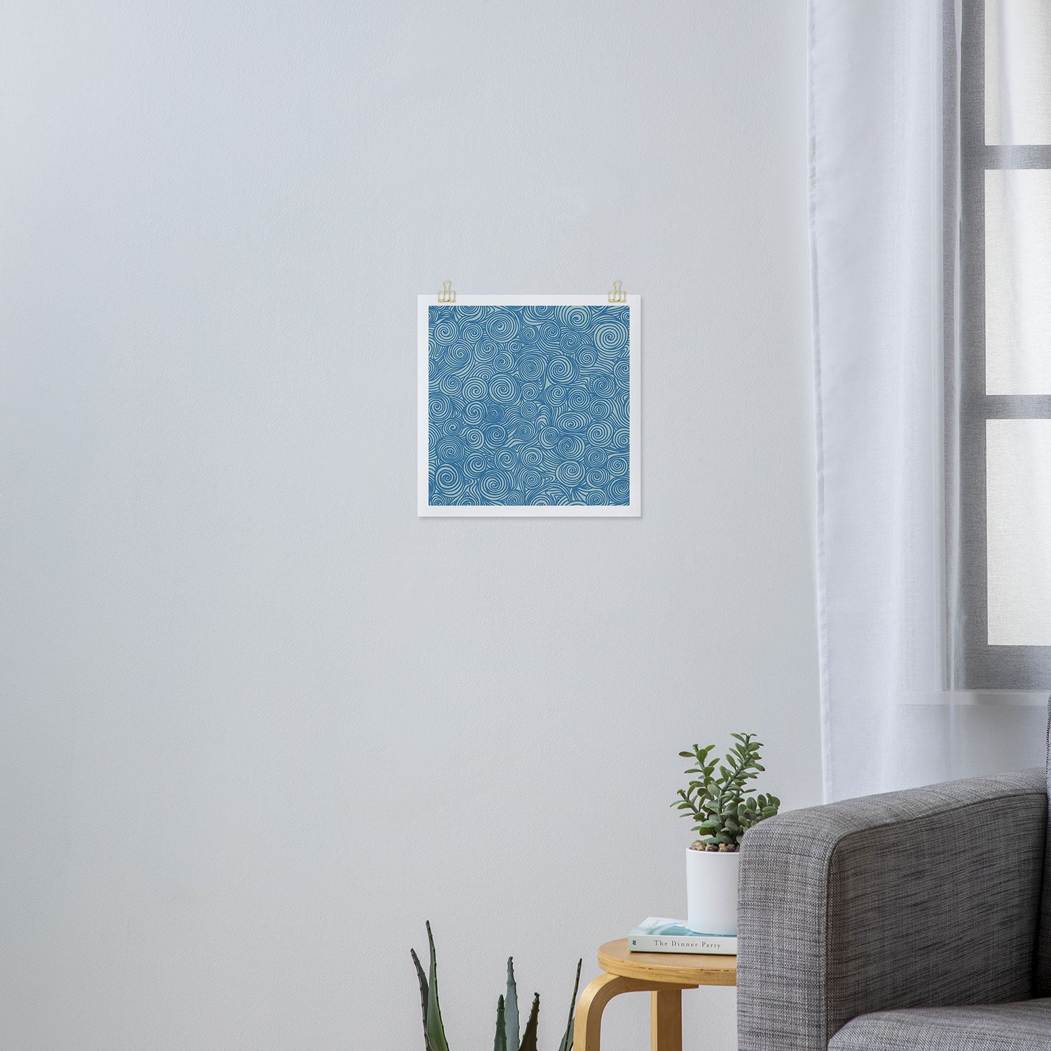 Flowing Blue Spiral Pattern Art Print Gallery Image 3