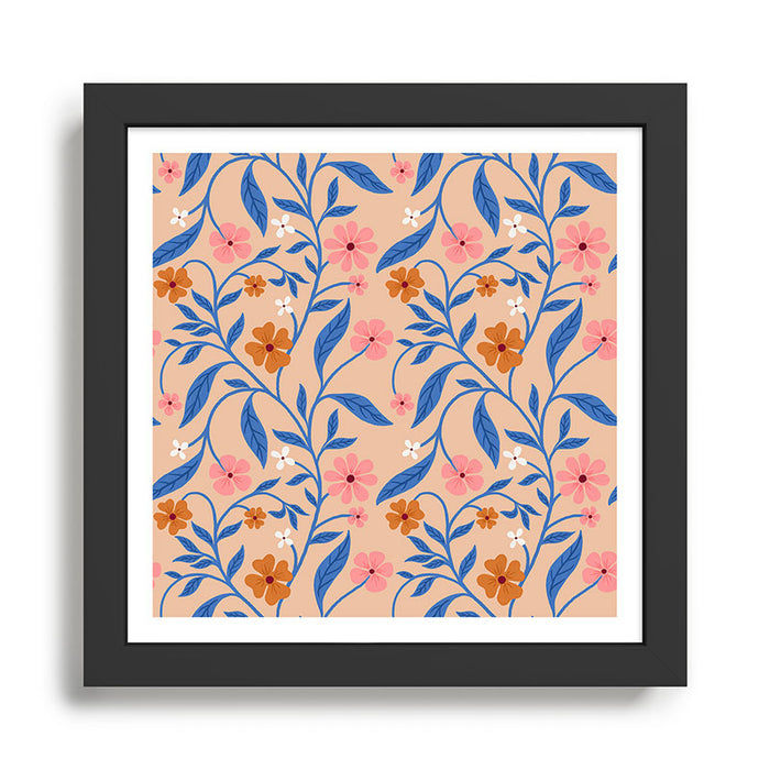 Garden Blooms and Blue Leaves Framed Art Print Gallery Image 1