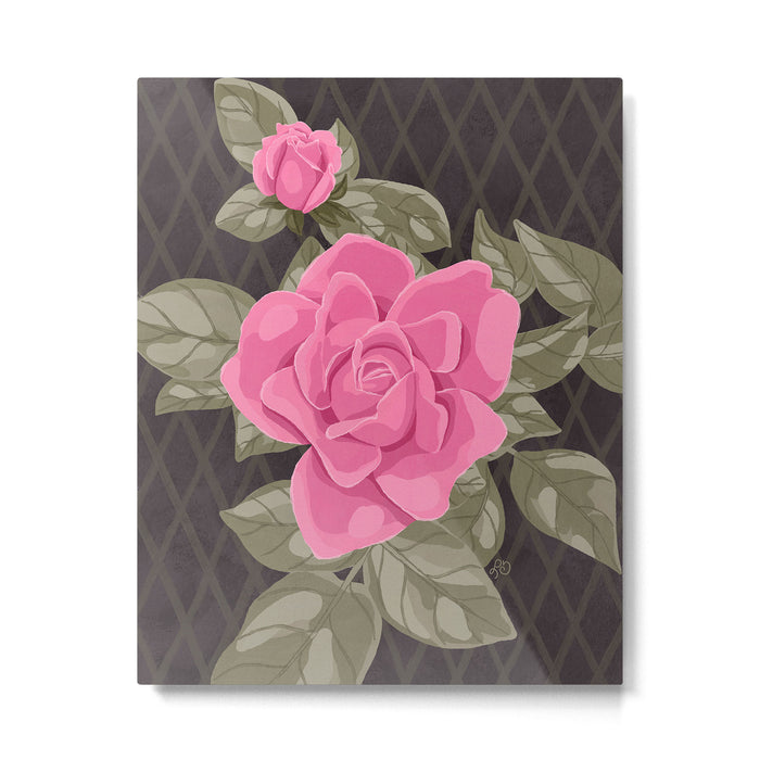 Gouache Botanical Rose Painting Metal Print Gallery Image 1