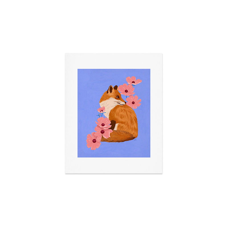 Graceful Fox Among Flowers Art Print Gallery Image 1