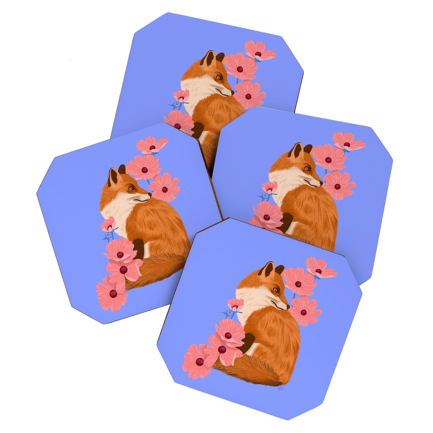 Graceful Fox Among Flowers Coaster Gallery Image 1