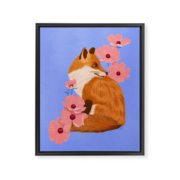 Graceful Fox Among Flowers Framed Canvas Print Gallery Image 1