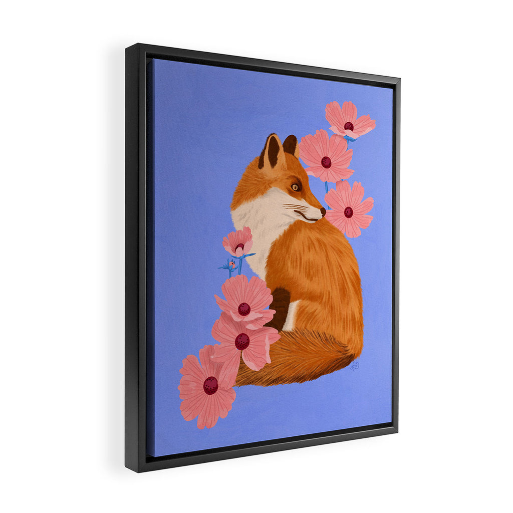 Graceful Fox Among Flowers Framed Canvas Print Gallery Image 2