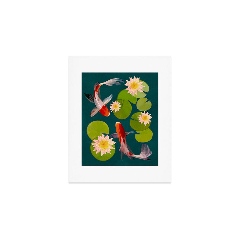 Graceful Koi Among Water Lilies  Art Print Gallery Image 1