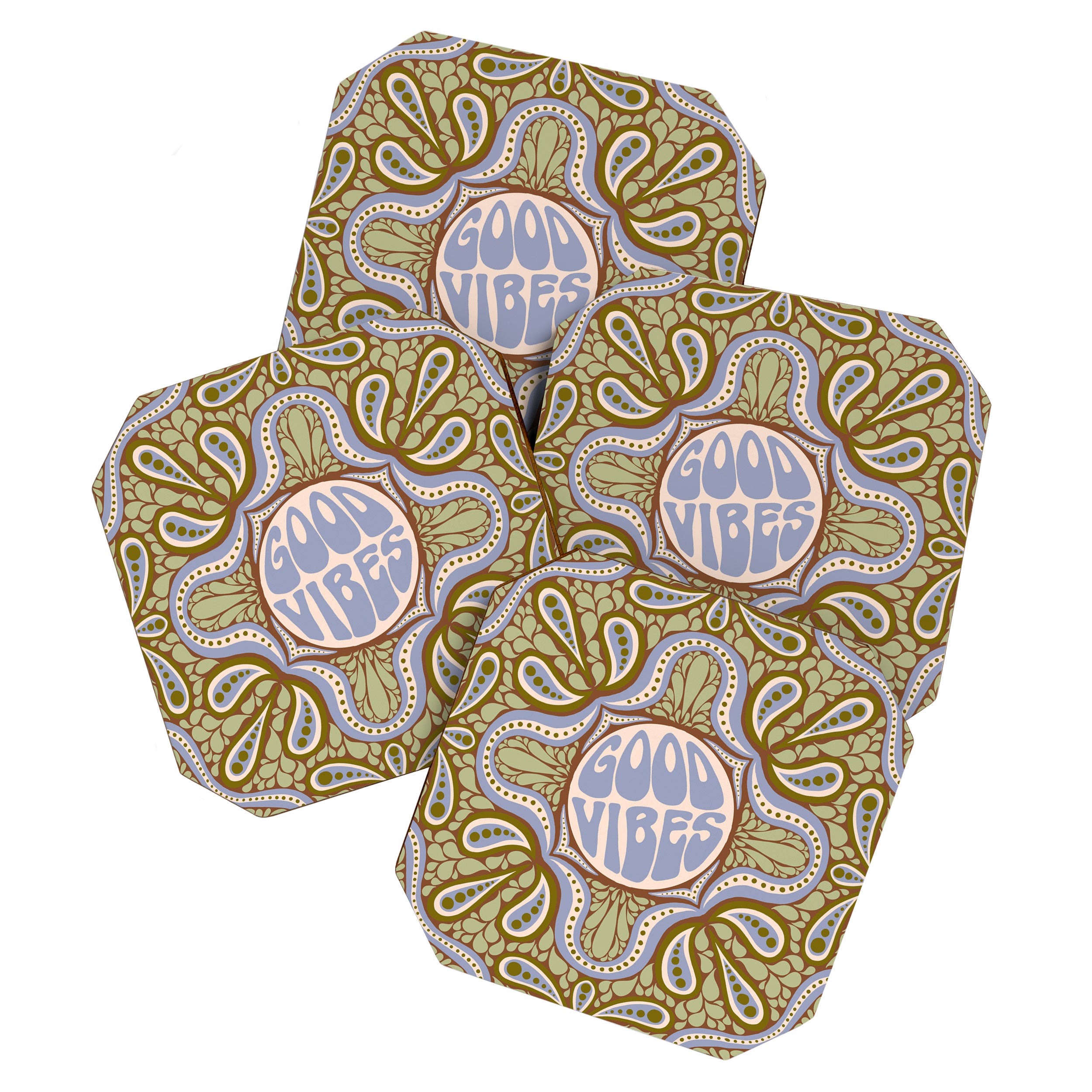 Groovy Good Vibes Typography Coaster Gallery Image 1