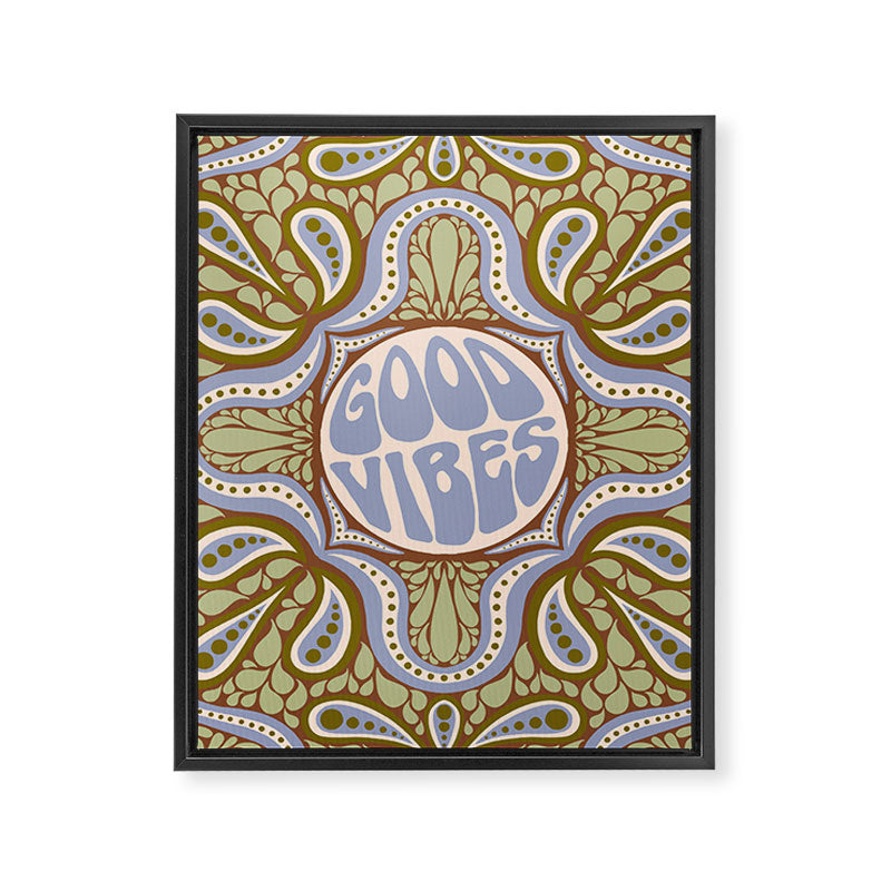 Groovy Good Vibes Typography Framed Canvas Print Gallery Image 8