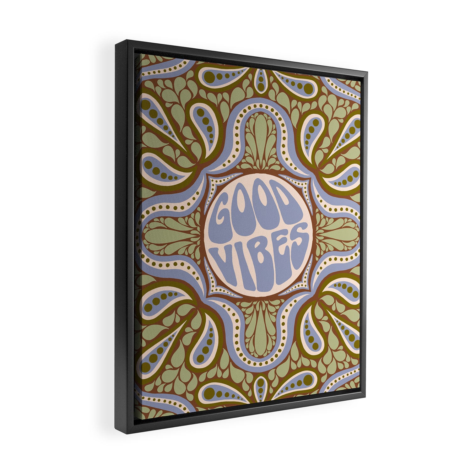 Groovy Good Vibes Typography Framed Canvas Print Gallery Image 2