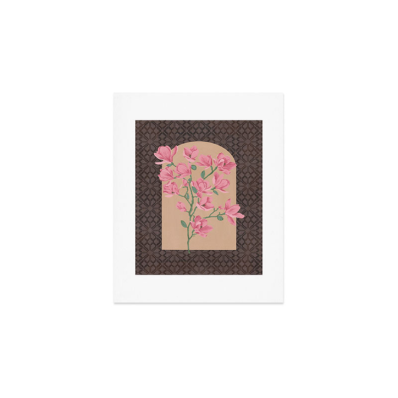 Magnolia Branch and Vintage Pattern Art Print Gallery Image 1