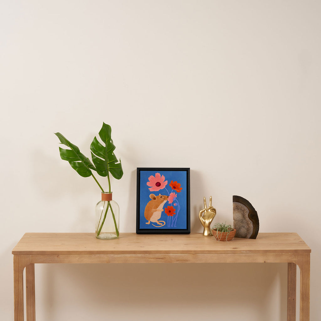Meadow Mouse and Cosmos Blooms Framed Canvas Print Gallery Image 4