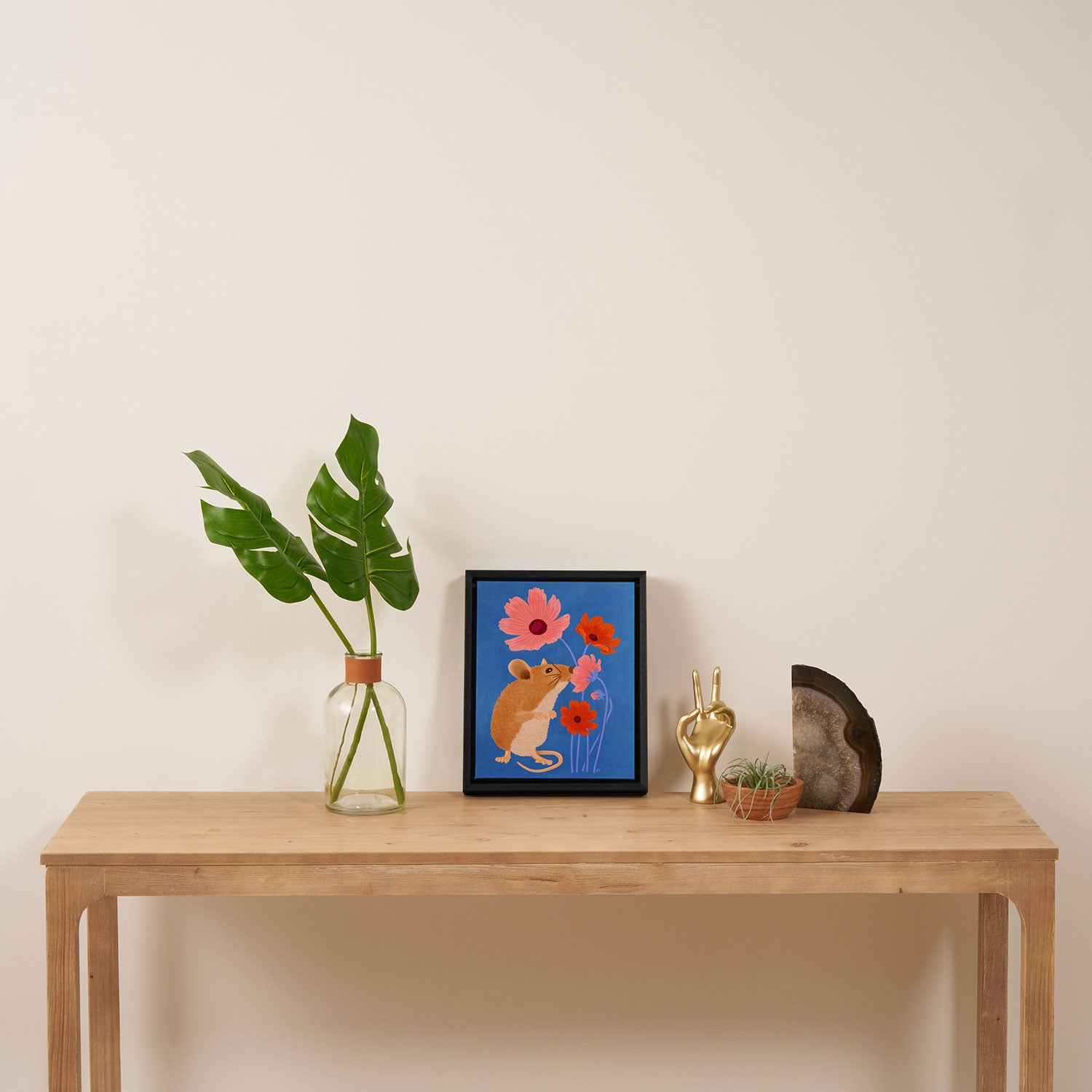 Meadow Mouse and Cosmos Blooms Framed Canvas Print Gallery Image 4