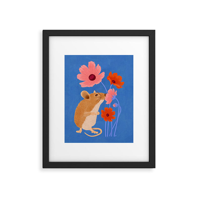 Meadow Mouse and Cosmos Blooms Framed Art Print Gallery Image 5