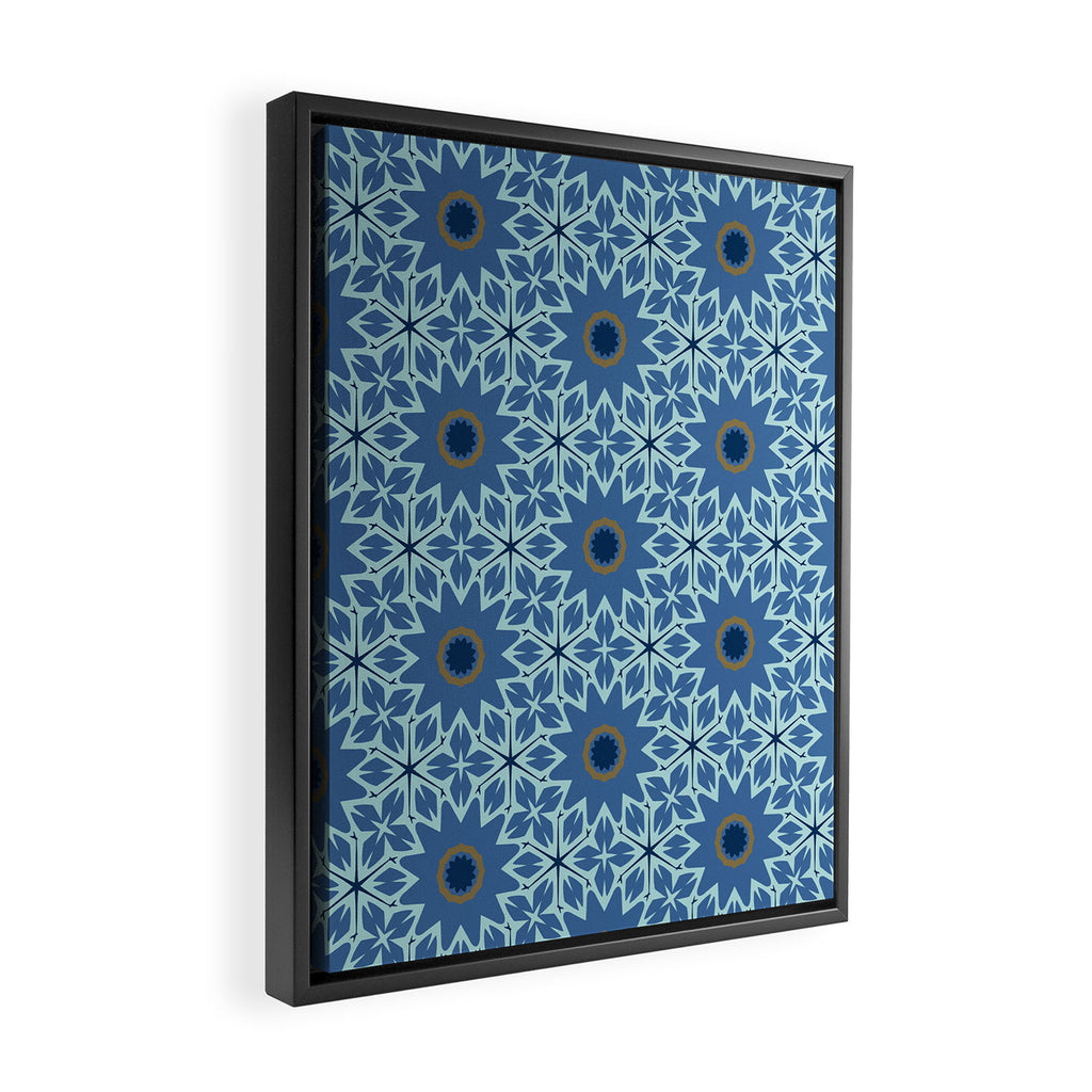 Midnight Blue Starburst Mosaic Framed Canvas Print Gallery Image 2