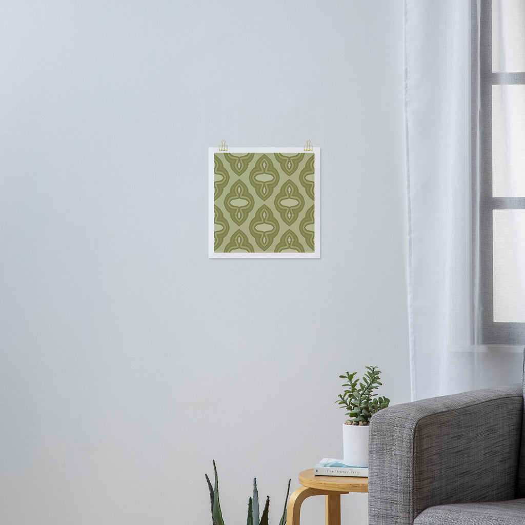 Mint Green 1970s Inspired Retro Geometric Pattern Art Print Gallery Image 3