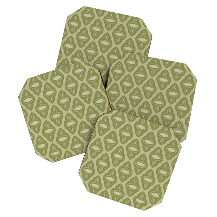 Mint Green 1970s Inspired Retro Geometric Pattern Coaster Gallery Image 1