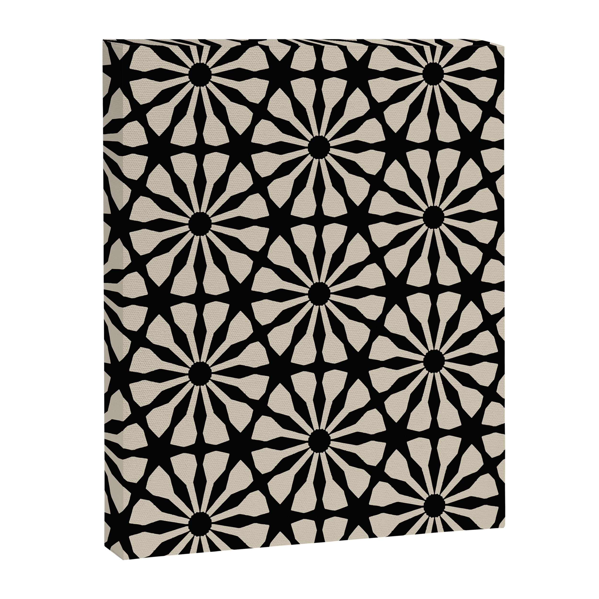 Monochrome Floral Geometric Pattern Canvas Print Gallery Image 6