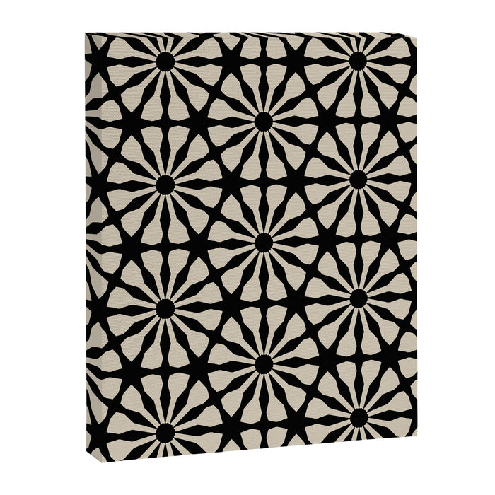 Monochrome Floral Geometric Pattern Canvas Print Gallery Image 1
