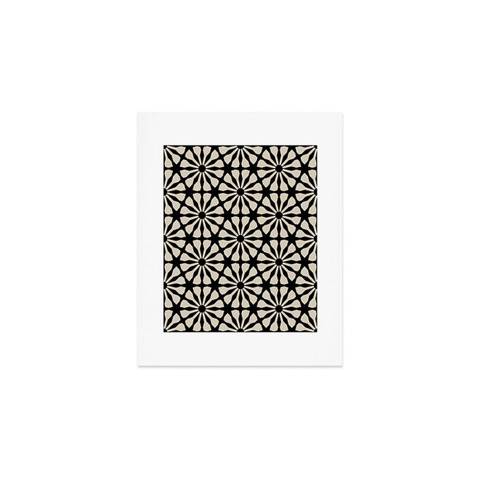 Monochrome Floral Geometric Pattern Art Print Gallery Image 1