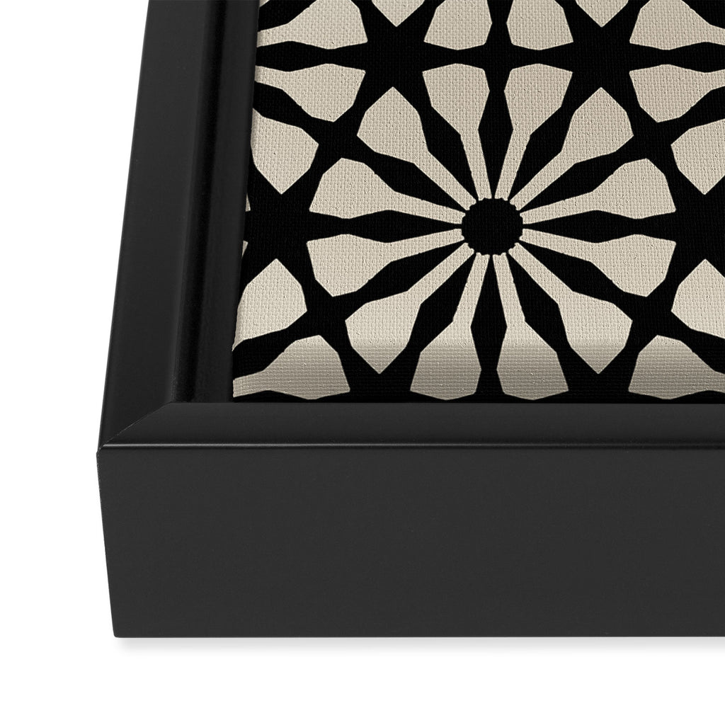 Monochrome Floral Geometric Pattern Framed Canvas Print Gallery Image 3
