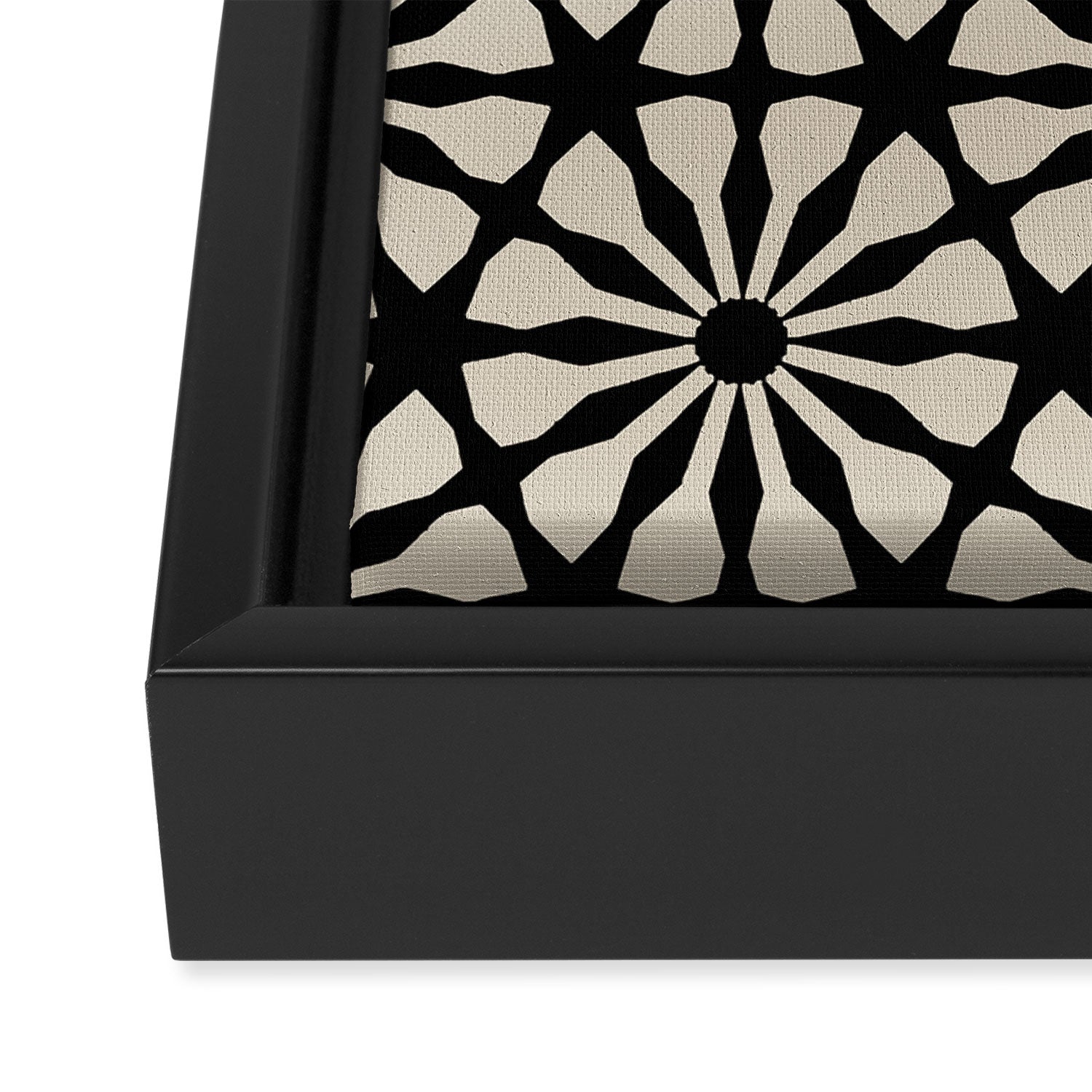 Monochrome Floral Geometric Pattern Framed Canvas Print Gallery Image 3