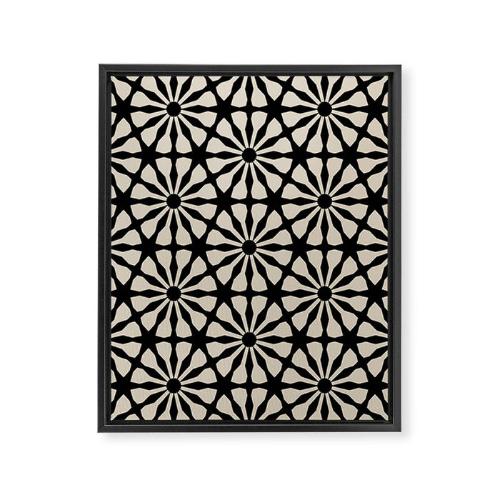 Monochrome Floral Geometric Pattern Framed Canvas Print Gallery Image 1