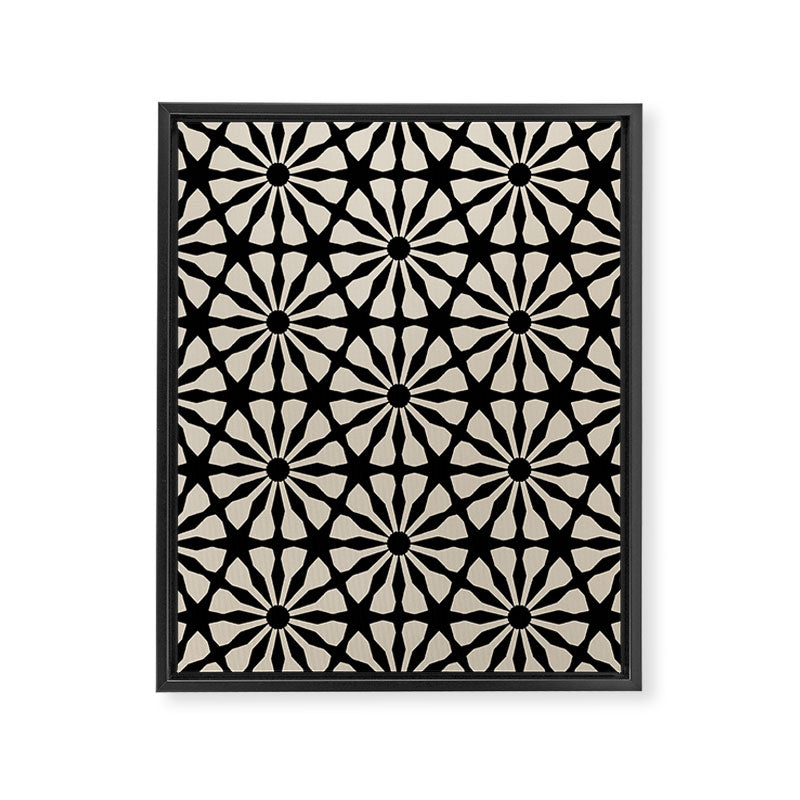 Monochrome Floral Geometric Pattern Framed Canvas Print Gallery Image 6