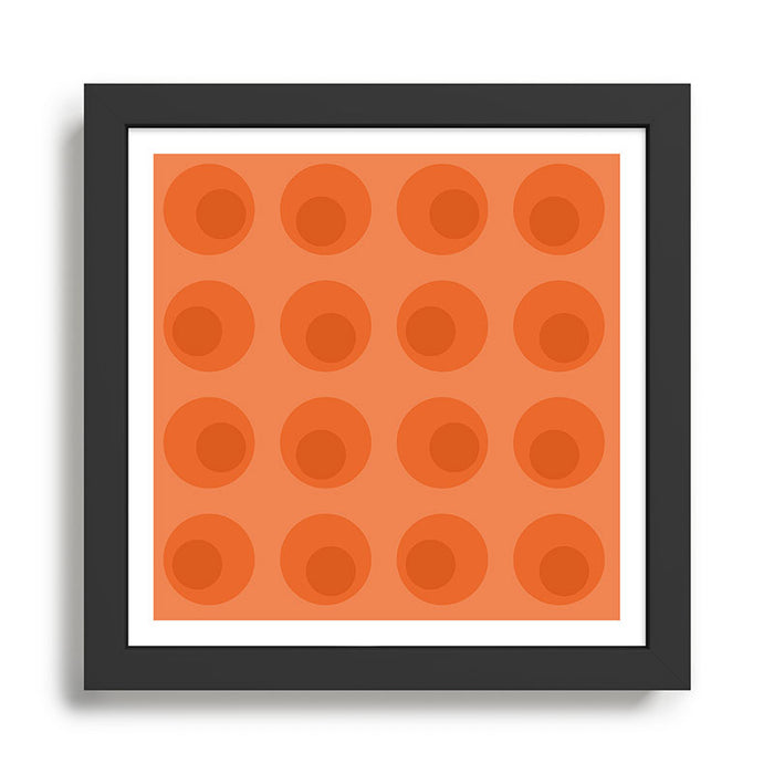 Orange 1970s Retro Inspired Polka Dot Pattern Framed Art Print Gallery Image 1