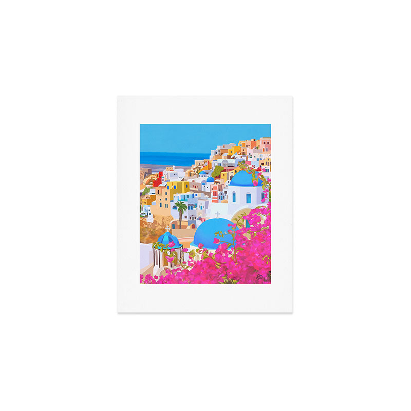 Painting of Santorini Greece Art Print Gallery Image 1