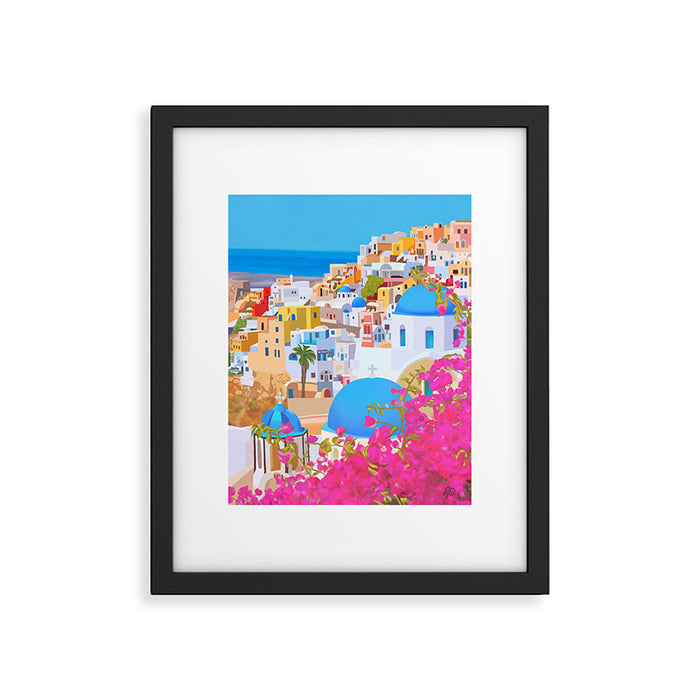 Painting of Santorini Greece Framed Art Print Gallery Image 1