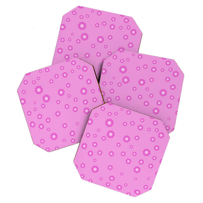 Pink 1970s Inspired Mini Daisies Ditsy Pattern Coaster Gallery Image 1