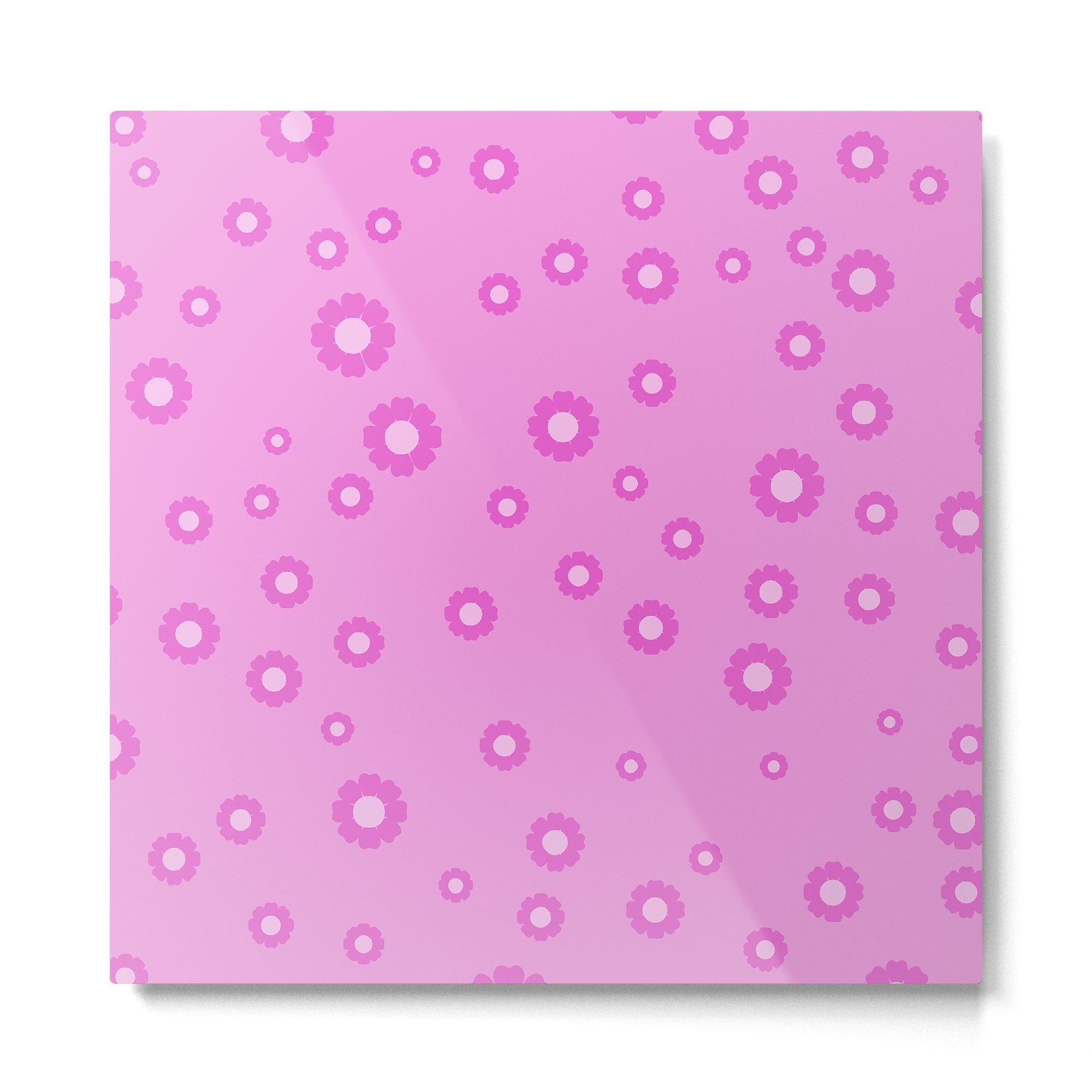 Pink 1970s Inspired Mini Daisies Ditsy Pattern Metal Print Gallery Image 2