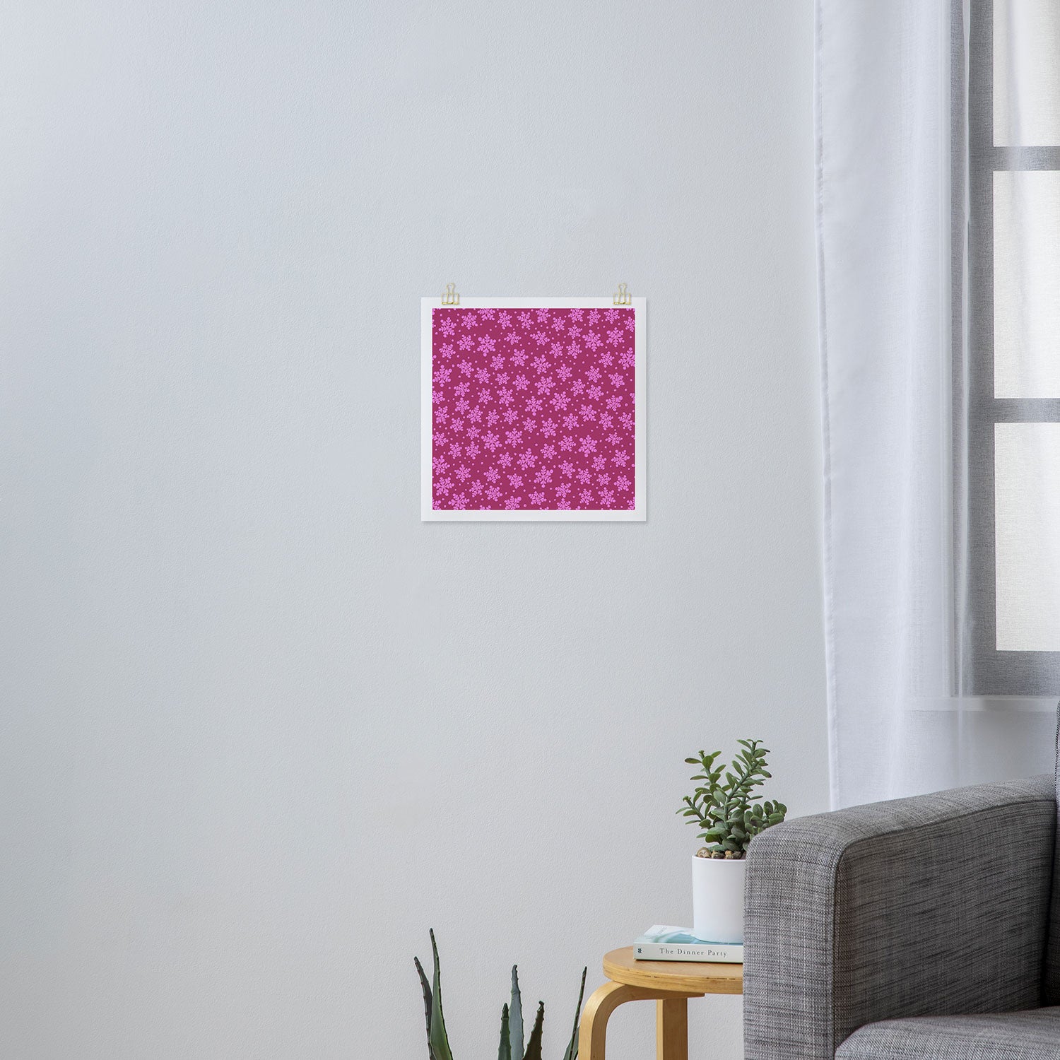 Pretty in Pink Winter Snowflakes Art Print Gallery Image 3